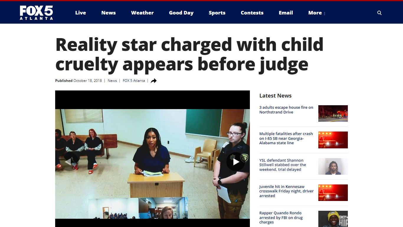 Reality star charged with child cruelty appears before judge